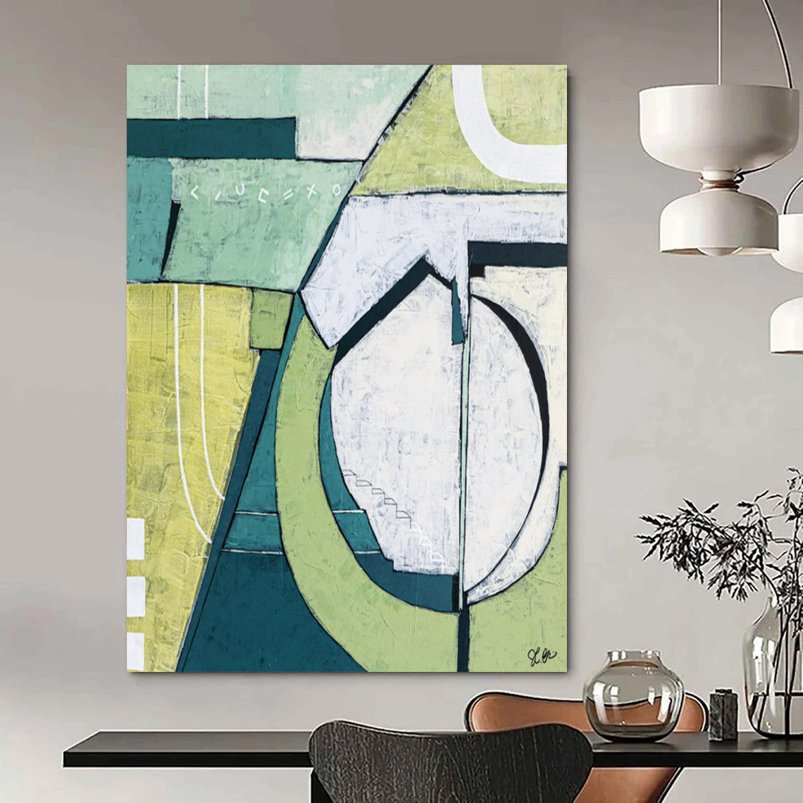 Spectacular Gigantic Hand-Painted Abstract Mural: Elevate Your Dining Room & Bar LargeART2375
