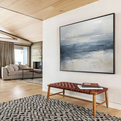 “Abstract Coastal Waves” - Blue, Gray, White - Abstract Coastal Scene - Acrylic Painting HB1304