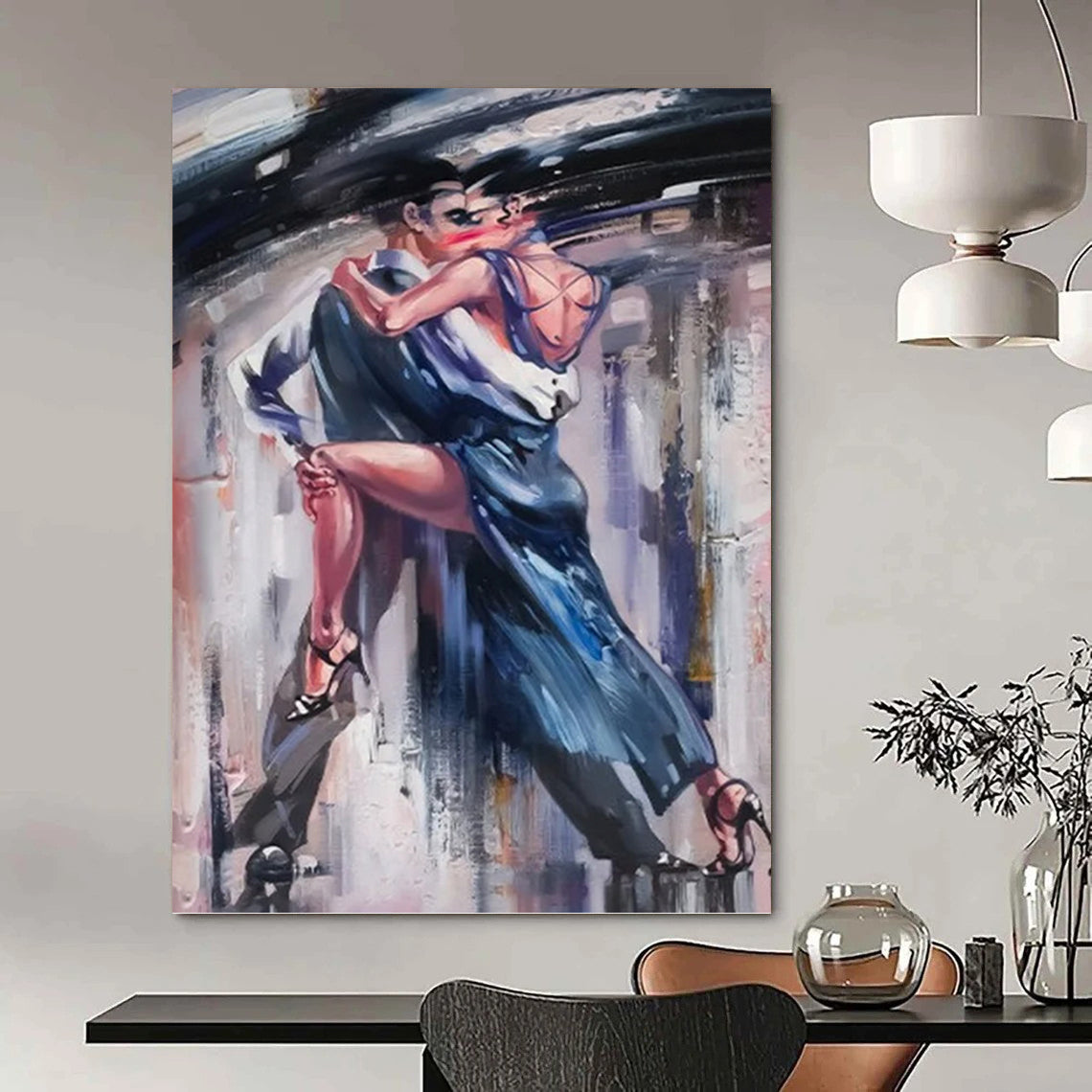 Vertical Hand - Painted Custom Abstract Gem for Bar and Hotel DKH1632