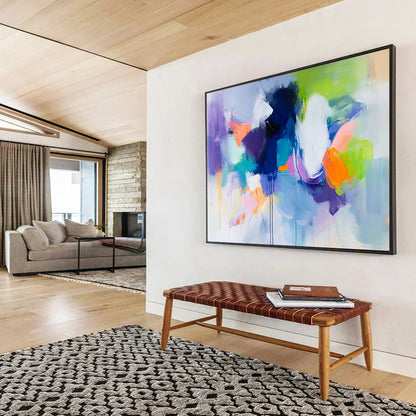 “Vibrant Abstract Mix” - Purple, Blue, Green, Orange, Bold Abstract Shapes Painting On Canvas HB1049