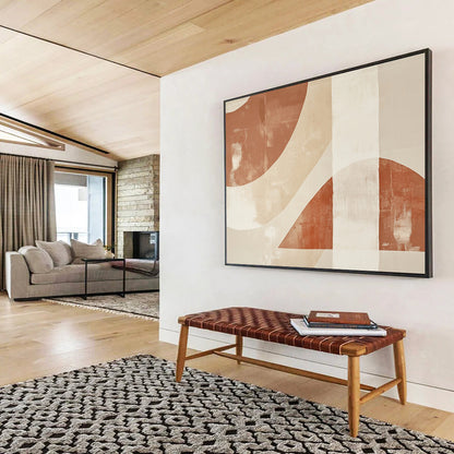 “Geometric Earth - Tone Abstract” - Brown, beige shapes, minimalist design, Geometric Abstract Painting On Canvas HB0604