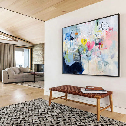 “Abstract Hearts and Shapes in Soft Hues” - Expressive Abstract Painting On Canvas HB0517