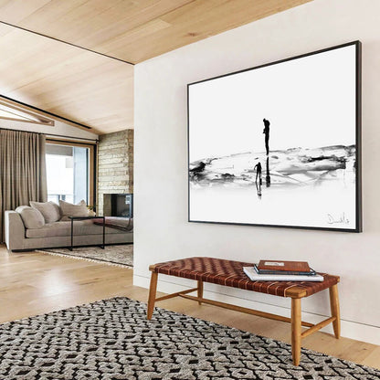Monochrome Beach Silhouette - Serene Bathroom Decor DLZ114
