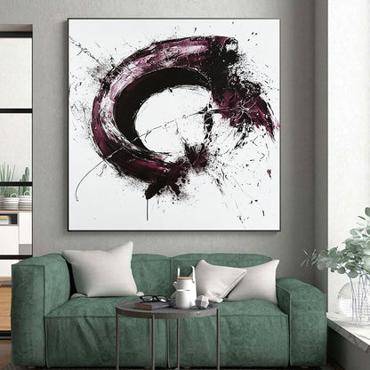 White, Black, Purple with Expressive Swirls "Passionate Motion" Abstract Painting On Canvas HB019