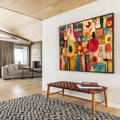 “Colorful Mixed Abstract Shapes” - Multicolor, Mixed Shapes, Patterns - Painting On Canvas HB1431