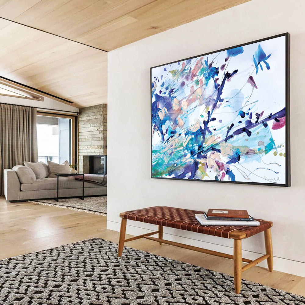 Blue - Colored Floral Abstract: Lighting Up the Artistic Flowers in the Space DLZ147