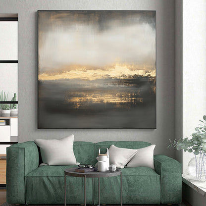 Subtle Tones Abstract Landscape "Moody Horizon" Painting On Canvas HB293