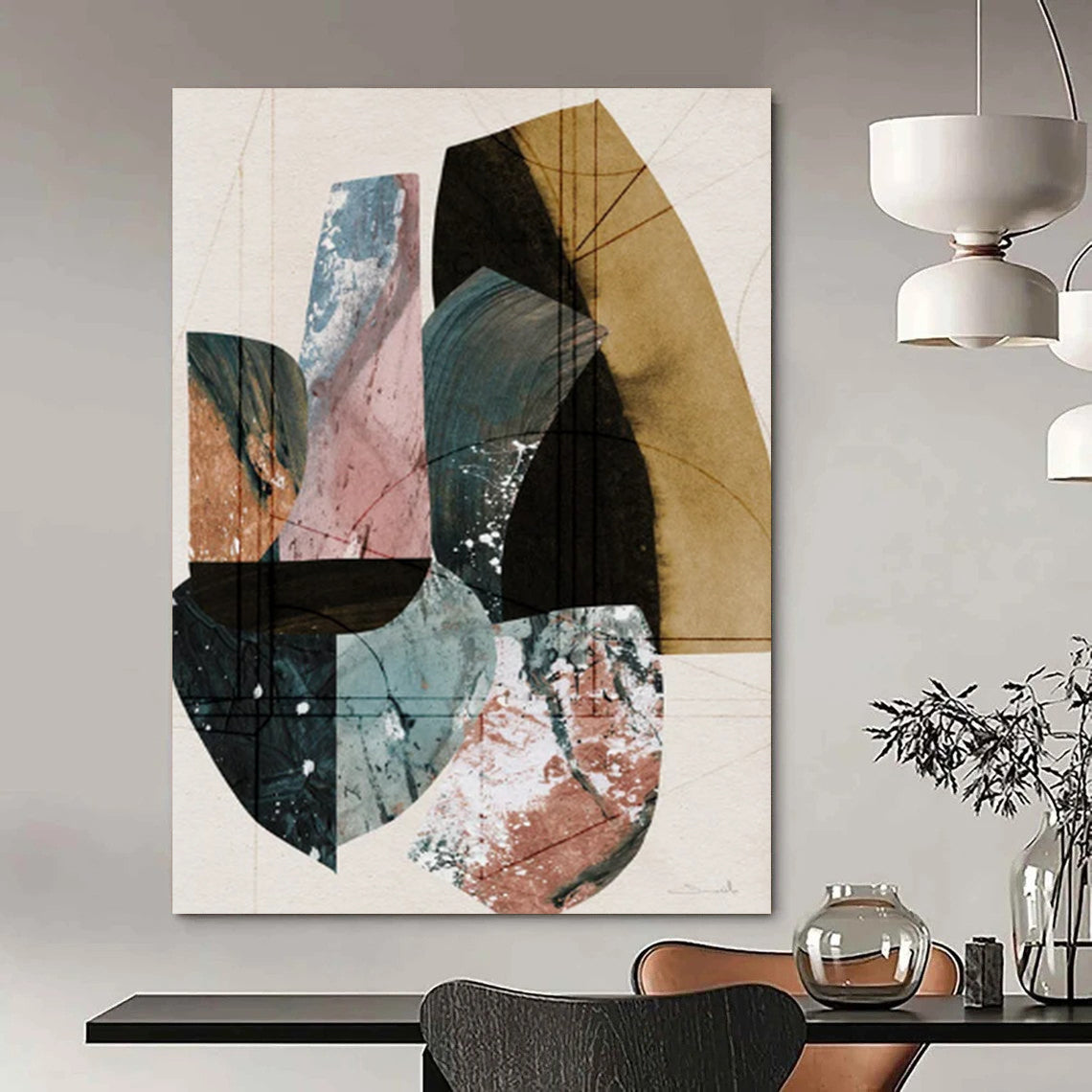 Oversized-Scale Hand-Painted Abstract Canvas for Bedroom & Office LargeART2309