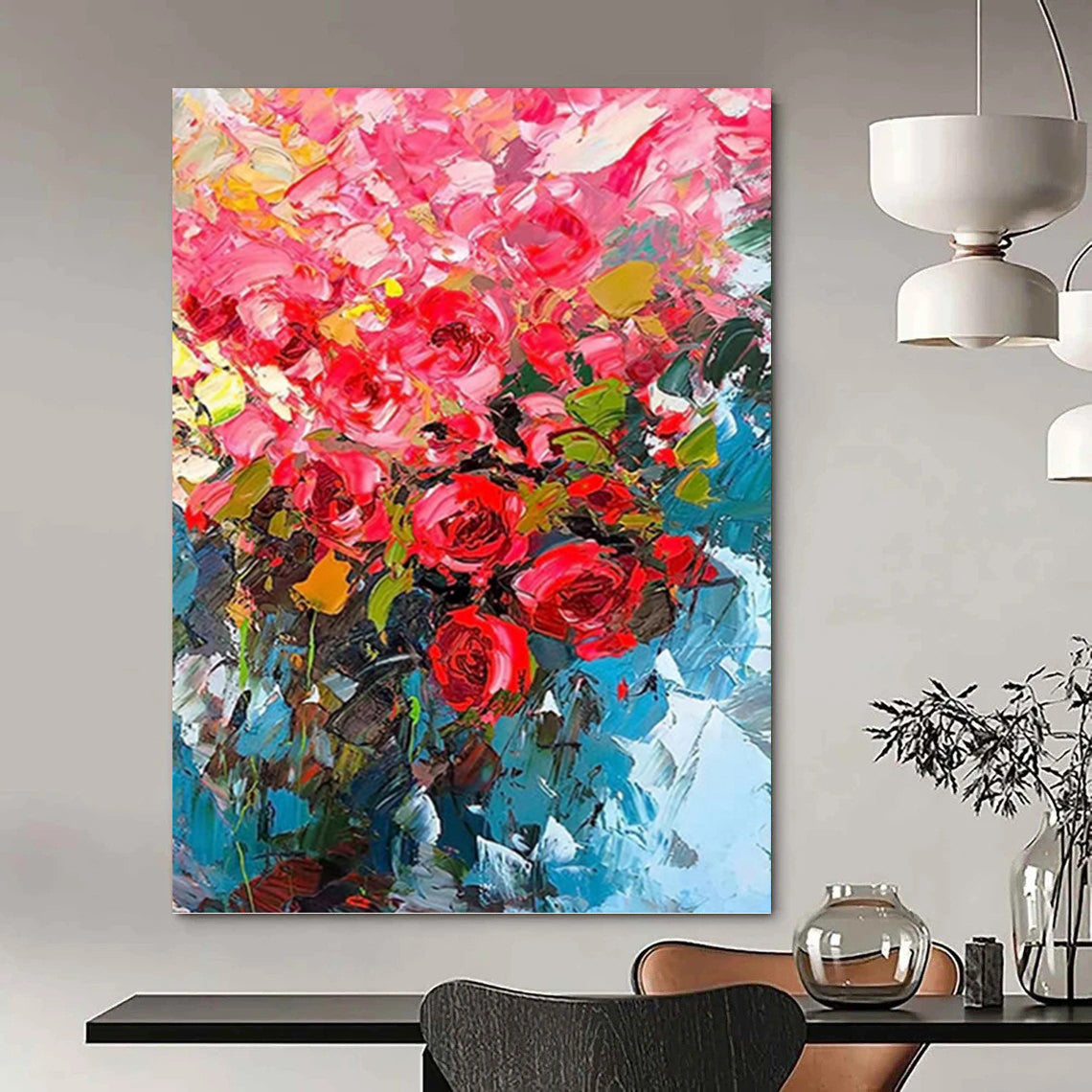 Large - Sized Refined Hand - Painted Textured Abstract on Canvas for Hotel & Dining Room DKH1432