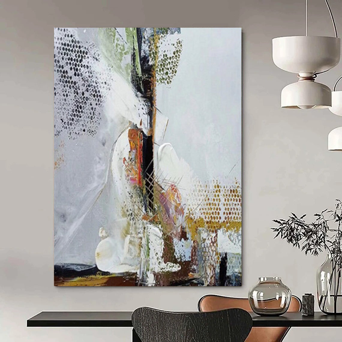 Jumbo Hand - Painted Textured Custom Abstract Canvas for Dining Room and Office DTP043