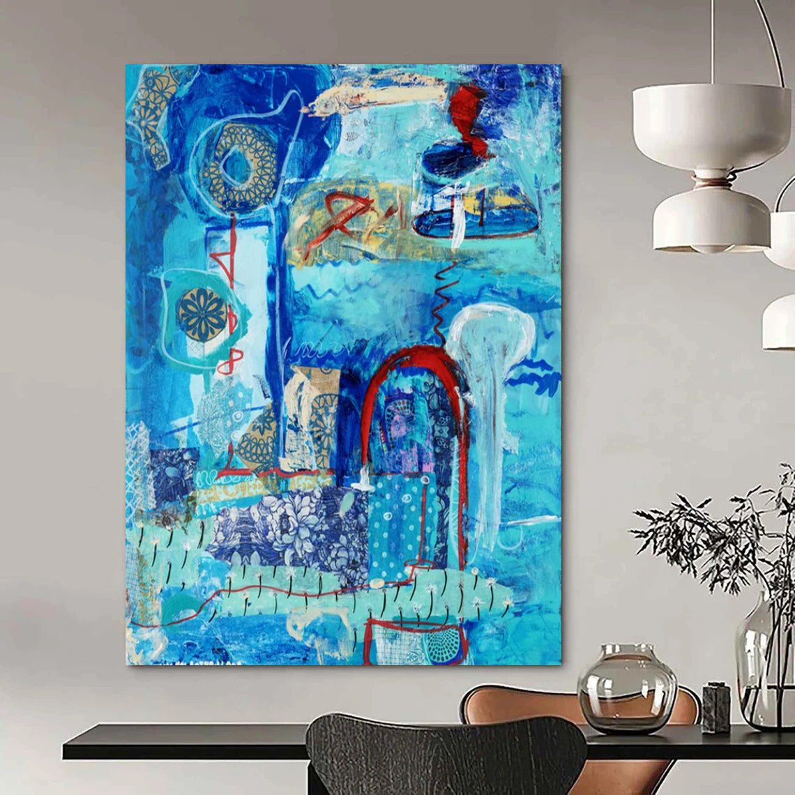 Custom Abstract Art: Large Dimensions, Textured Excellence for Bedroom & Hallway DTP296