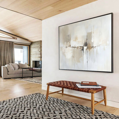 “Neutral Flow” - Beige, White, Gray with Flowing Shapes - Abstract Acrylic Painting HB1336