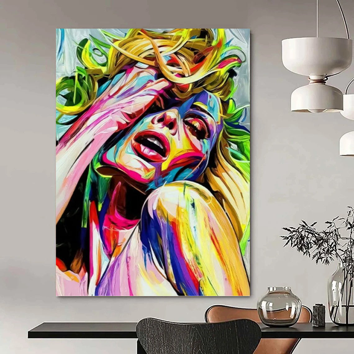 Vertical Hand - Painted Textured Custom Abstract Painting for Living Room and Office DKH1638