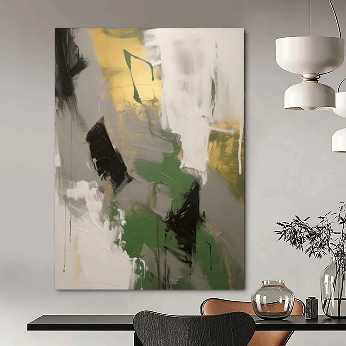 Frosted Ferns: Colossal Textured Custom Abstract Painting for Bedroom and Office DTP115