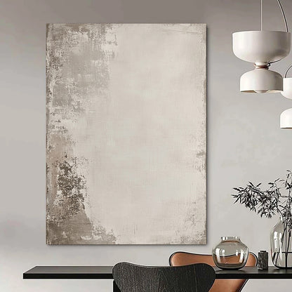 Contemporary hand-painted abstract art features a distressed texture in neutral tones with hidden sketch-like designs inviting exploration and intrigue. DLZ1170