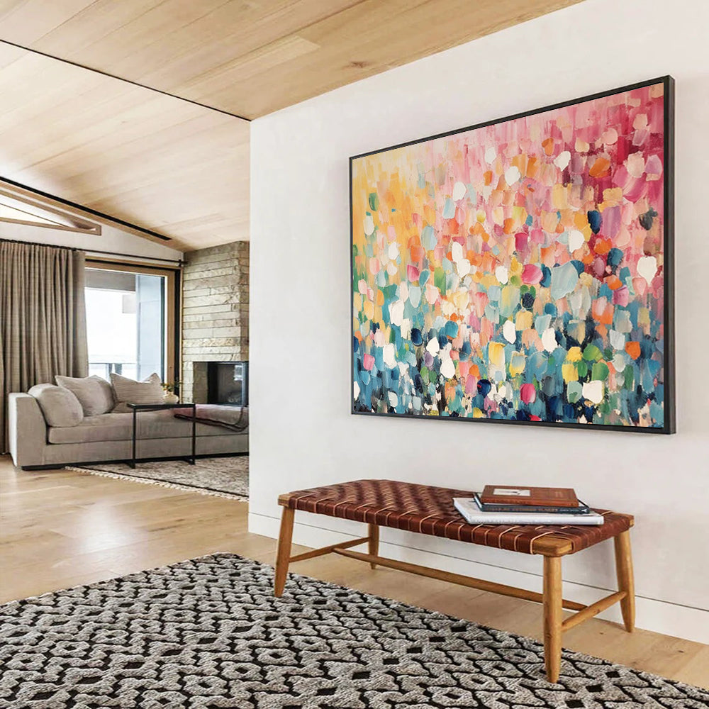 Colorful Dot - Matrix Abstract Art - Vibrant Living Room Centerpiece DLZ161