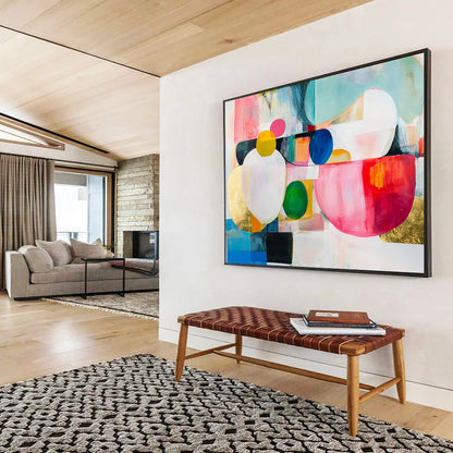 “Colorful Orbs” - Pink, Blue, Green, Circular Shapes - Abstract Expressionist Acrylic Painting HB1530