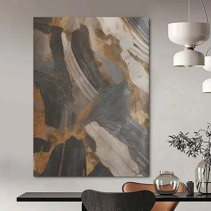 Layered Abstraction: Hand - Painted Custom Abstract Gem for Dining Room and Bar DTP137