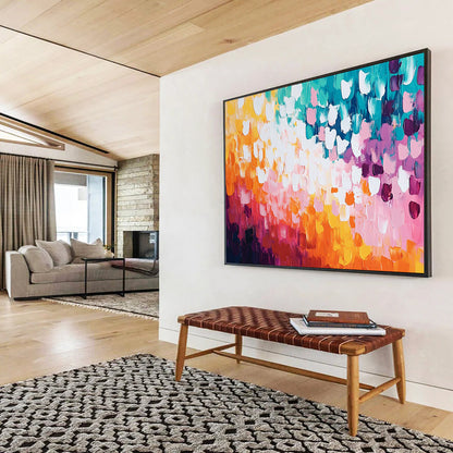 “Pastel Colorful Dots” - Pastel Palette, Colorful Dot Pattern Painting On Canvas HB0859