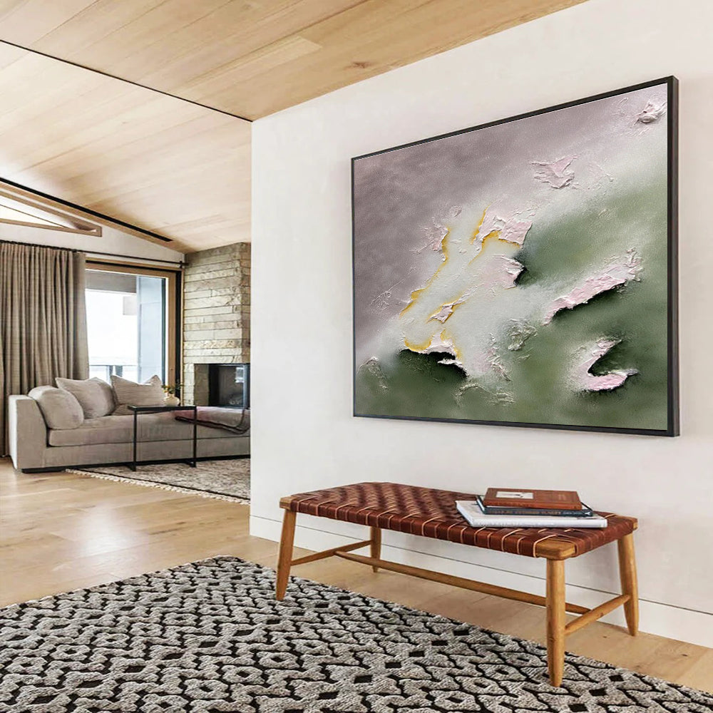 Inspiring Large Abstract Mural with Thought - Provoking Textured Elements for Living Room & Office DKH918