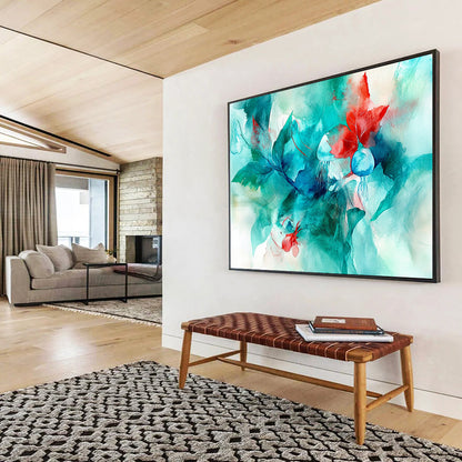 “Vibrant Botanical Watercolor” - Teal, Green, Red, Blue - Abstract Floral Watercolor - Watercolor Painting HB1332