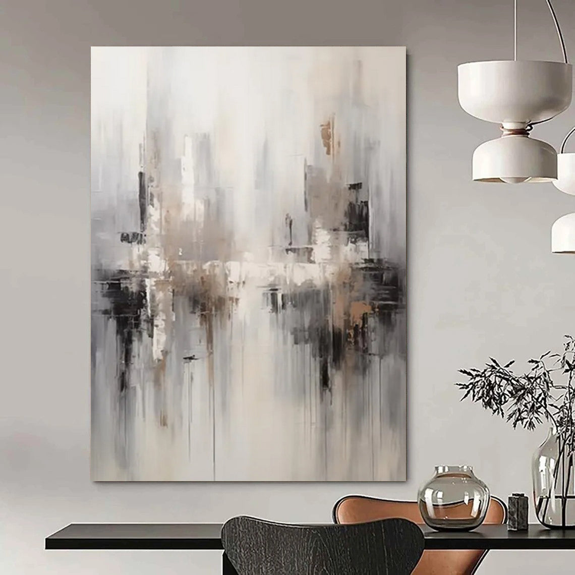 Pine Needle Path: Mammoth Hand - Painted Custom Abstract Work for Hallway and Bedroom DTP122