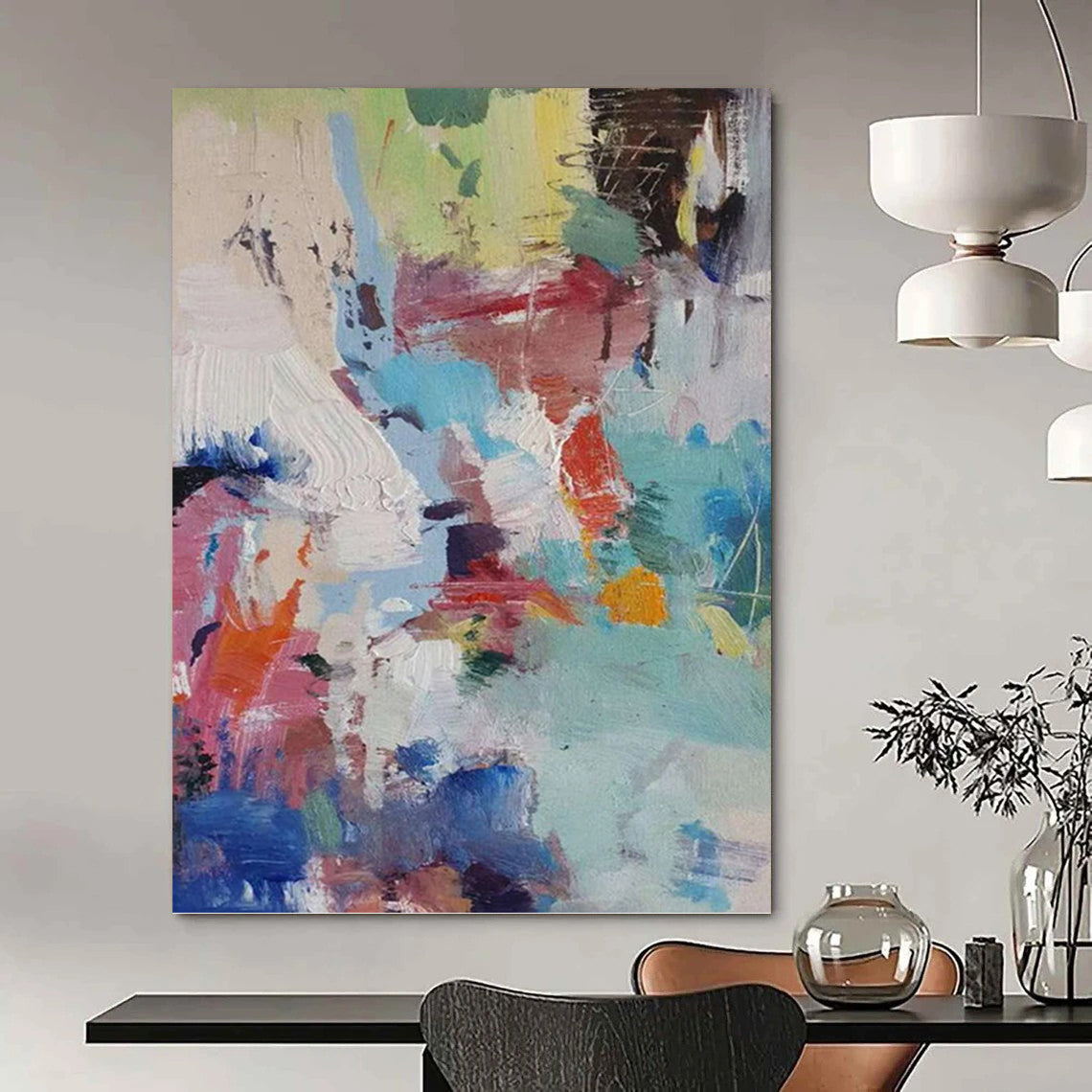 Monumental Vertical Hand - Painted Custom Abstract Marvel (with Galactic Textures) for Office and Hallway DKH1579