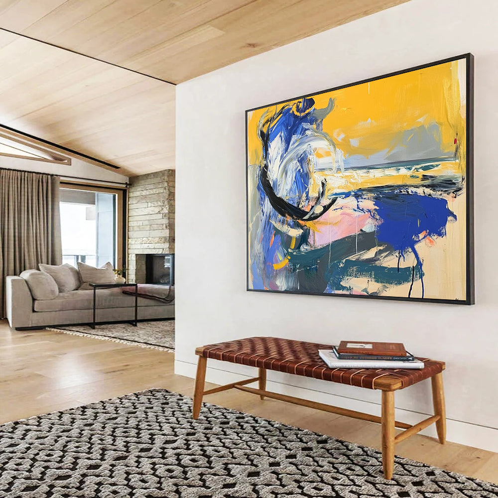 “Colorful Coastal Abstract” - Colorful Palette, Seaside Elements Painting On Canvas HB0872