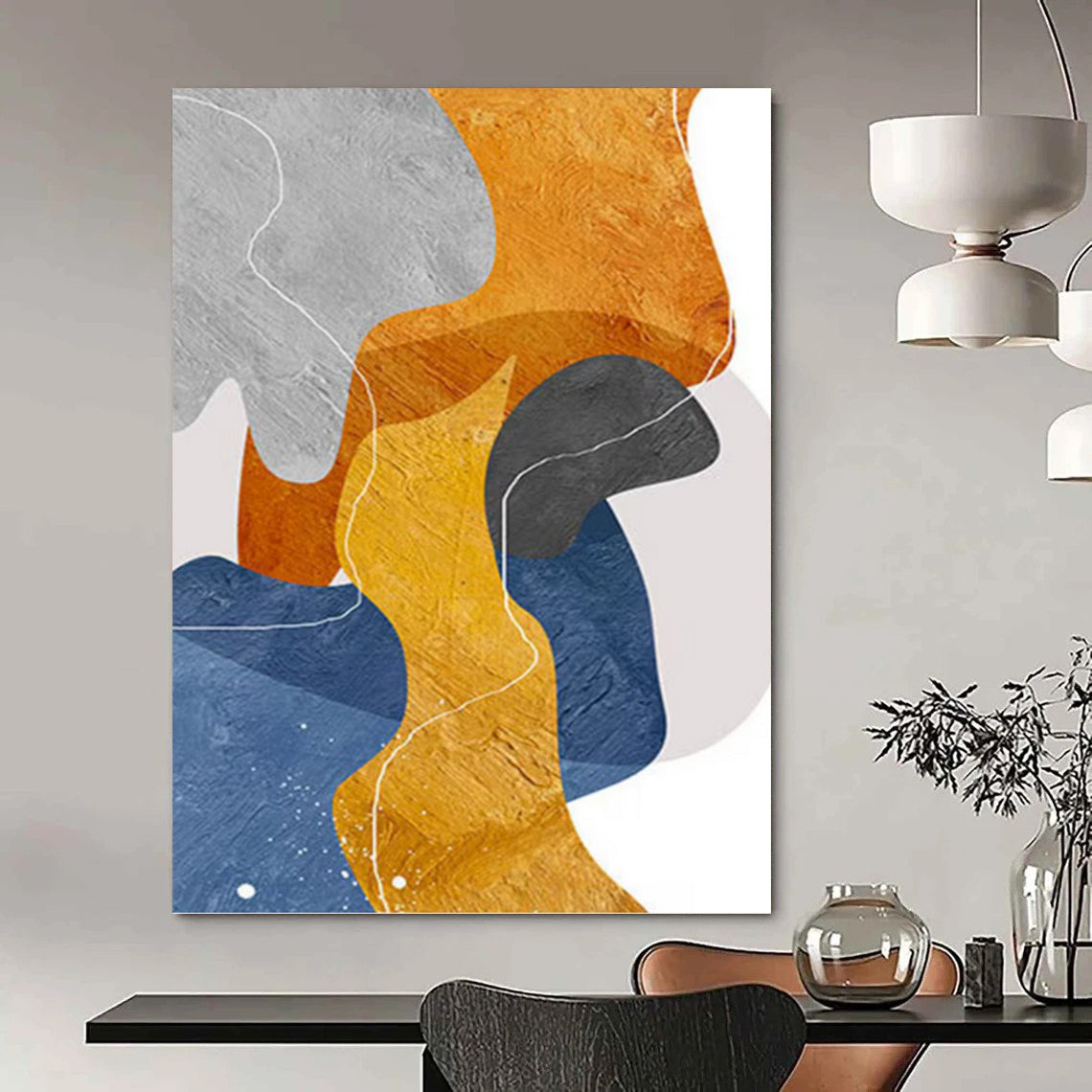 Stately Vertical Hand - Painted Textured Custom Abstract Gem for Dining Room and Living Room DKH1550