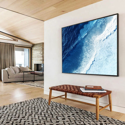 “Aerial Blue - White Ocean View” - Blue, White, Ocean Waves from Above - Photographic Art HB1635