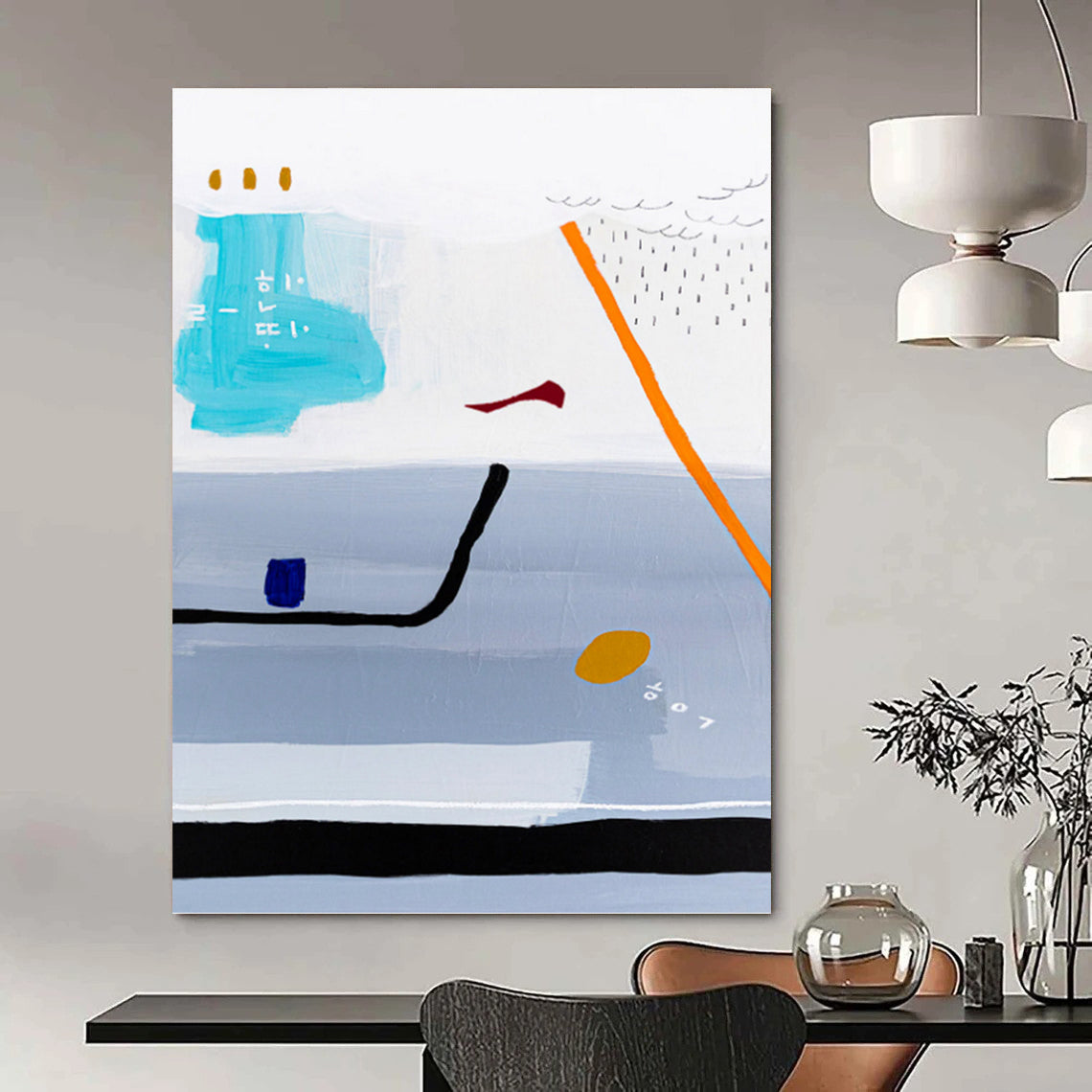Elegant Hand - Painted Textured Canvas Mural for Hotel Suite & Entryway DKH1098