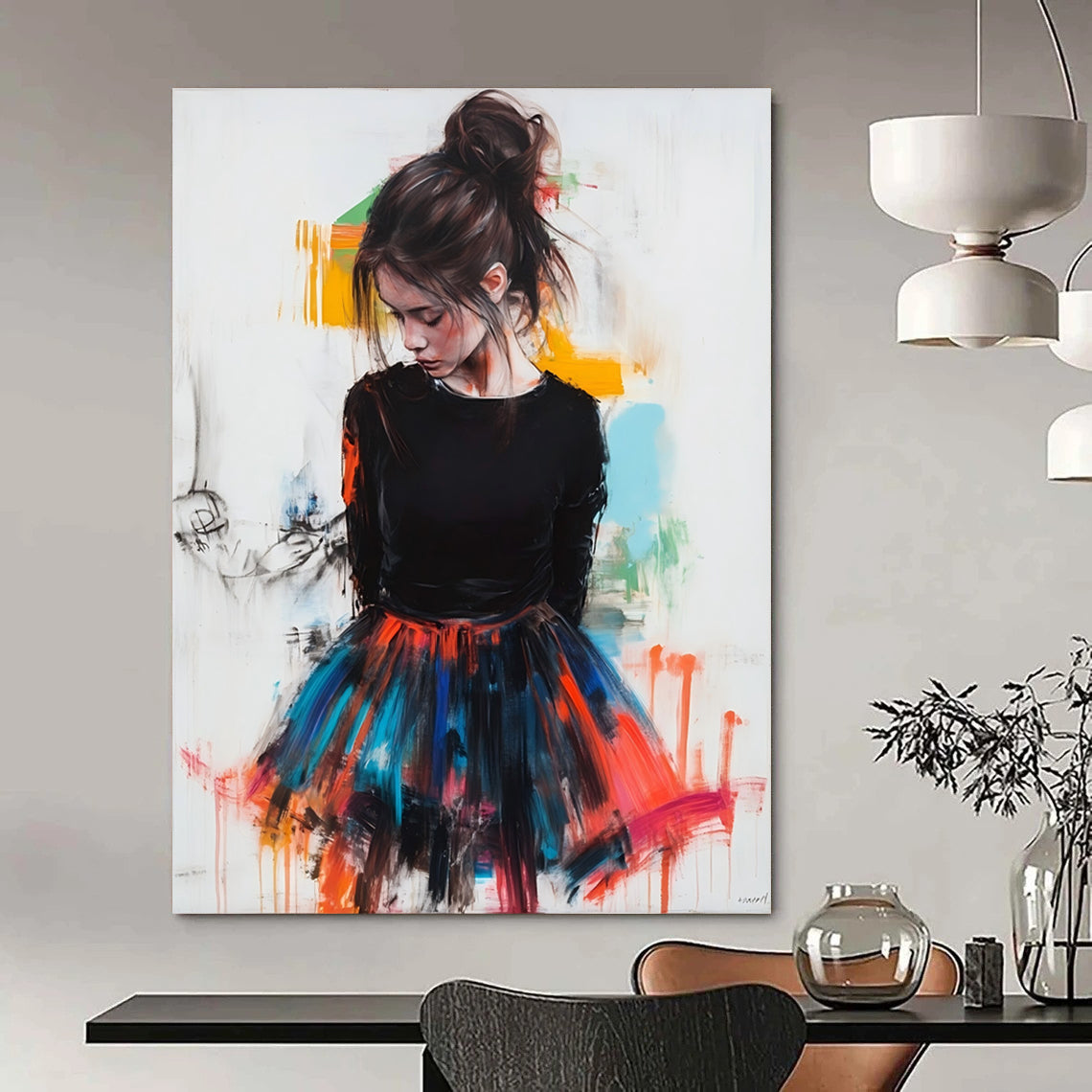 Contemporary hand-painted abstract art featuring vibrant colors and dynamic shapes designed to elevate modern spaces and inspire creativity. DLZ1576