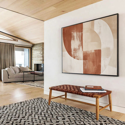 “Earth - Toned Geometric Shapes” - Brown, Beige, White, Abstracted Geometric Forms - Acrylic Painting HB1665