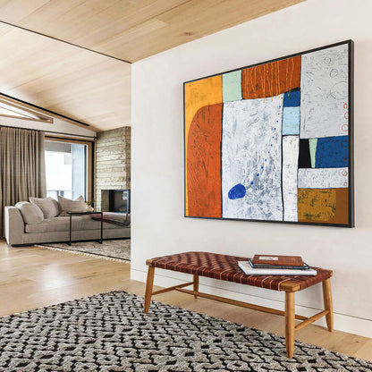 Large - Format Hand - Painted Abstract Wall Mural for Bar & Dining Room DKH556