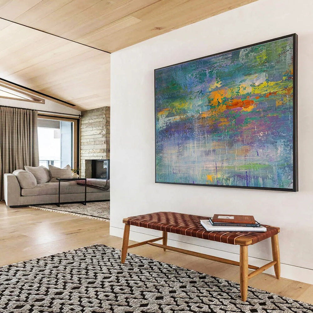Vast - Sized Hand - Painted Textured Abstract Canvas for Decorative Statement DKH714