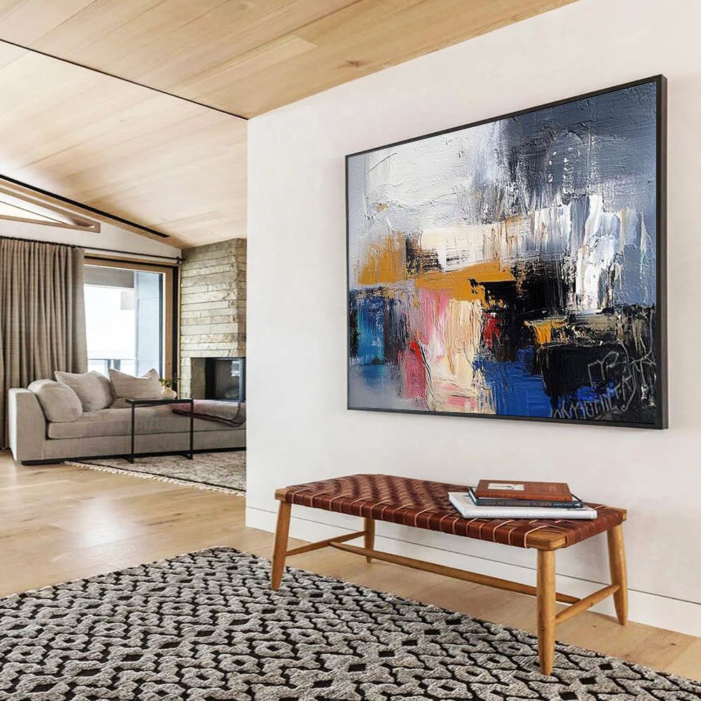 Colorful Abstract Layers "Urban Symphony" Painting On Canvas HB0415