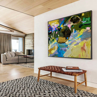 Serene Large Abstract Mural with Soothing Textured Gradients for Bedroom & Hallway DKH923