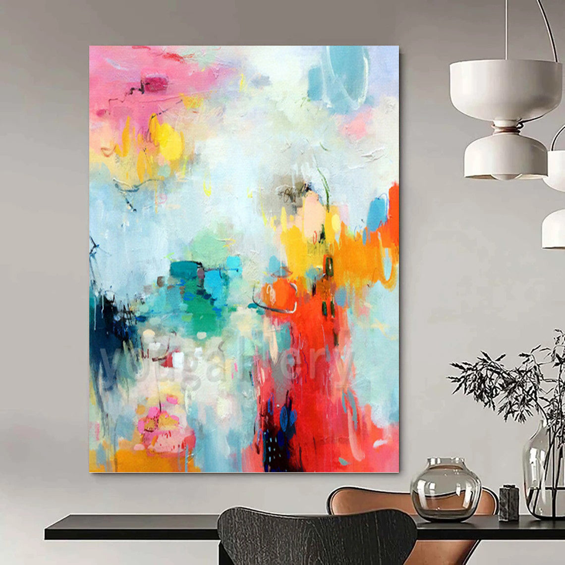 Impressive Hand - Rendered Textured Canvas Abstract for Office & Entryway DKH1065