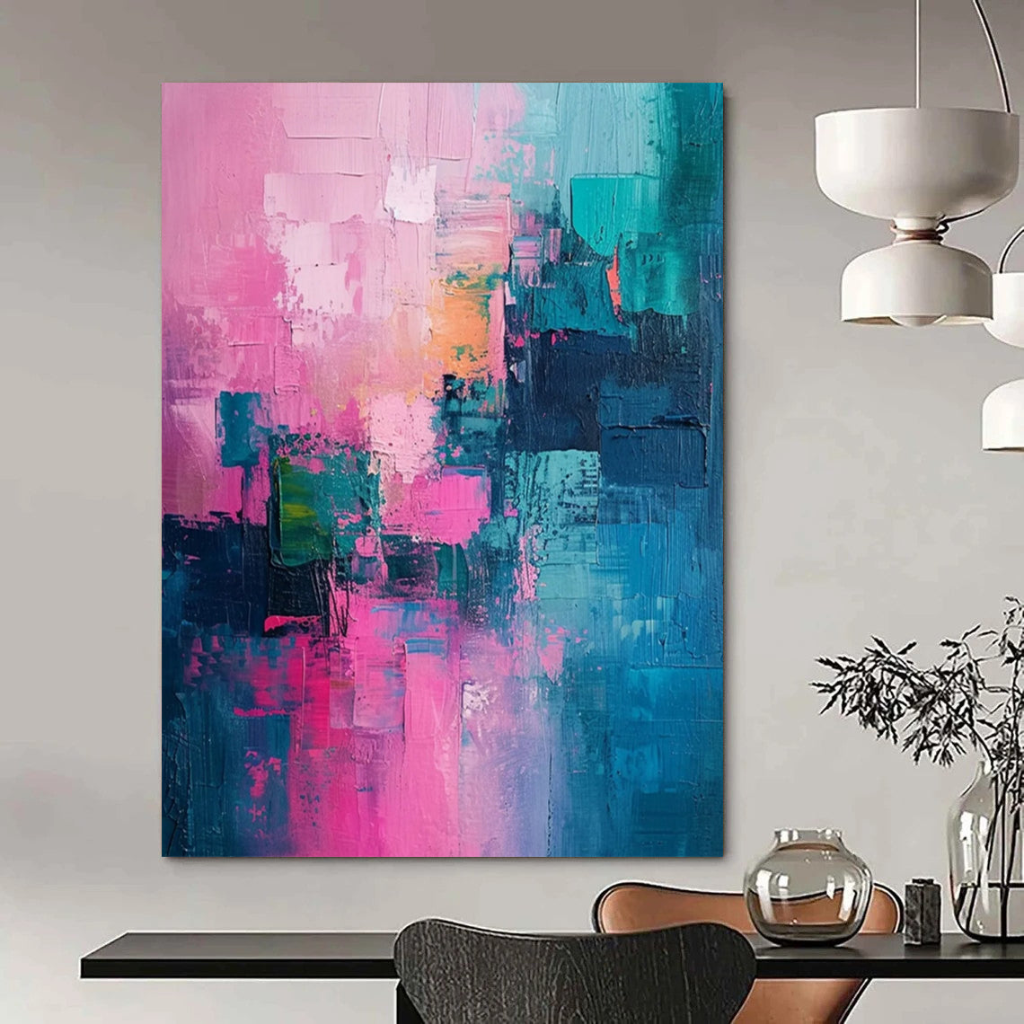 Mammoth - Sized Hand - Painted Textured Custom Abstract Painting for Office and Dining Room DTP061