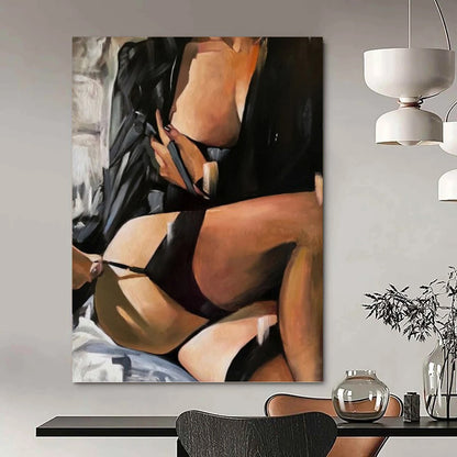 Vertical Hand - Painted Large Abstract Custom Art for Living Room and Hallway DKH1634