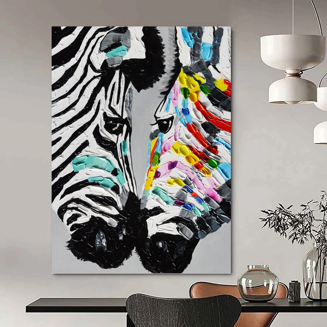 Vast - Sized Vertical Hand - Painted Custom Abstract Requiem (with Dynamic Textures), for Office and Dining Room DKH1545