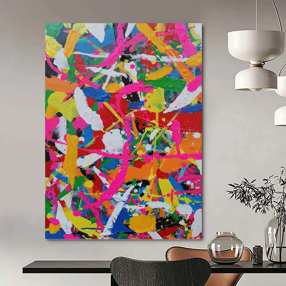 Serene Hand - Painted Textured Abstract for Bedroom & Hotel DKH1277