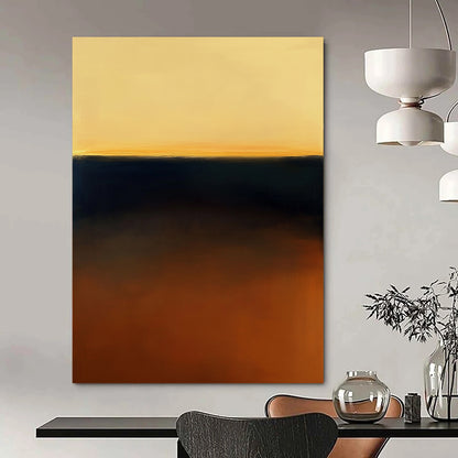 Contemporary abstract art featuring a stunning amber and navy gradient reflecting the golden hour inspired by Mark Rothko's style. DLZ1356