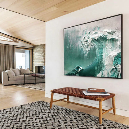 Textured Ocean Wave - Dramatic Coastal Living Room Art DLZ232