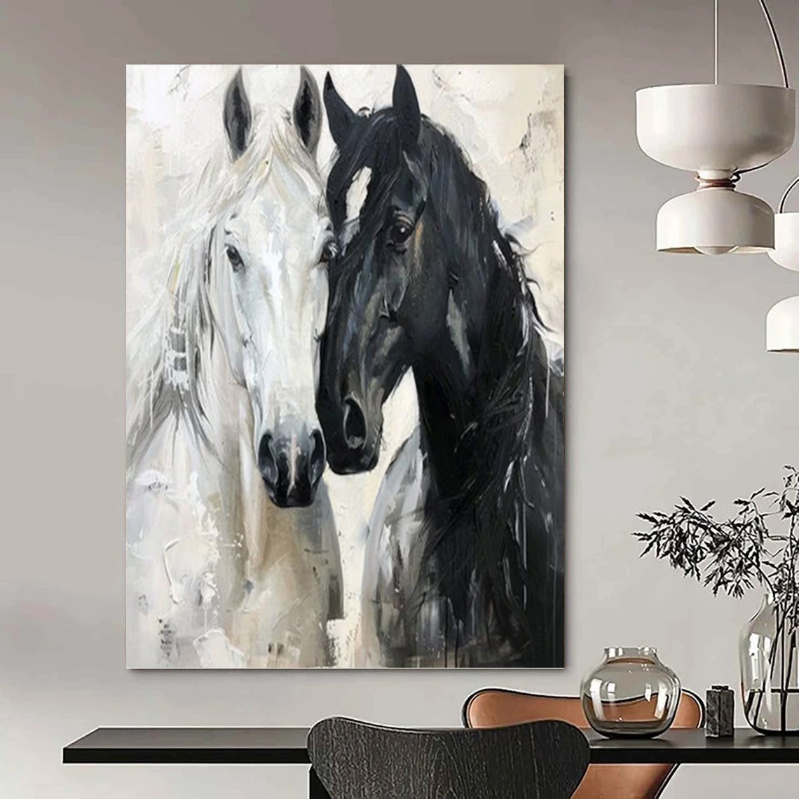 Stylish Hand - Painted Textured Abstract Art on Canvas for Bar & Hotel DKH1401