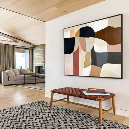 “Soft Geometric Shapes” - Beige, Pink, Brown, Abstract Forms - Minimalist Acrylic Painting HB1536