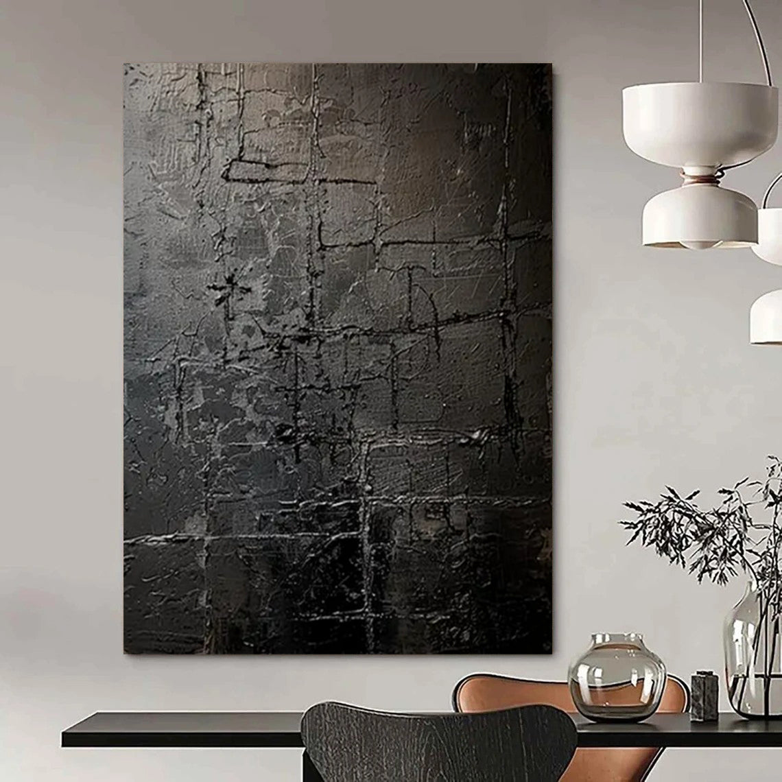 Enormous-Scale Hand-Painted Abstract Wall Installations for Entryway & Hallway LargeART2363