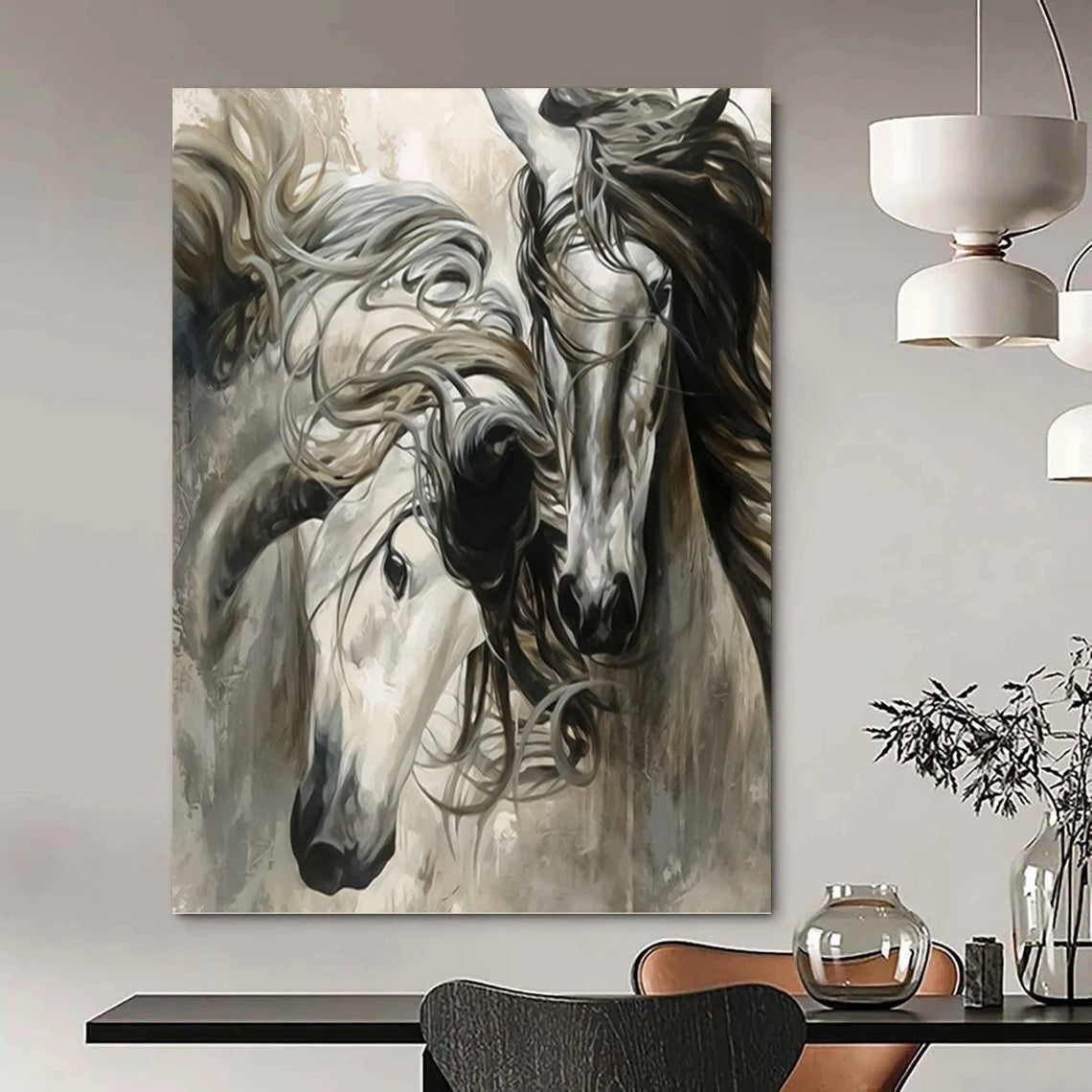 Vertical Hand - Painted Textured Custom Abstract Creation for Bedroom and Office DKH1644