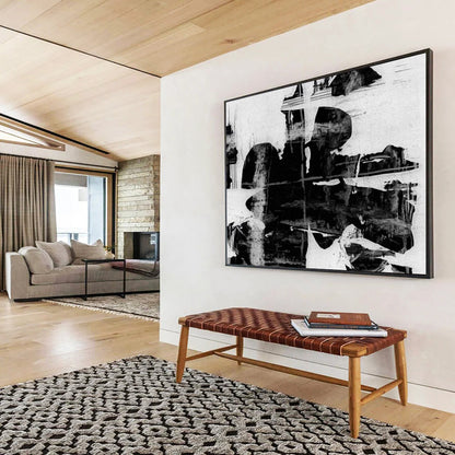 Monochrome Abstract Fusion - Oversized Edgy Living Room Art DLZ134