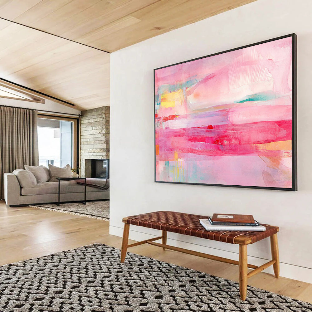 Pink and Colorful Abstract Layers - “Blush Dreams” Painting On Canvas HB1451